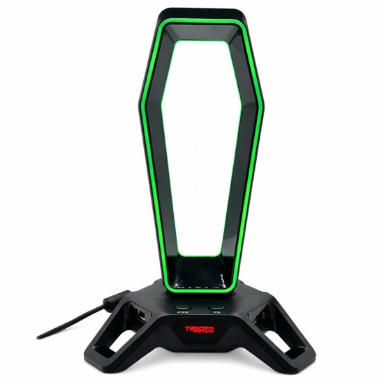 TWISTED MINDS SCORPION RGB WITH BUILT-IN SOUND CARD AND 3-PORT USB HUB GAMING HEADSET STAND - BLACK