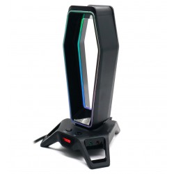 TWISTED MINDS SCORPION RGB WITH BUILT-IN SOUND CARD AND 3-PORT USB HUB GAMING HEADSET STAND - BLACK