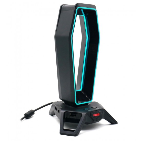 TWISTED MINDS SCORPION RGB WITH BUILT-IN SOUND CARD AND 3-PORT USB HUB GAMING HEADSET STAND - BLACK