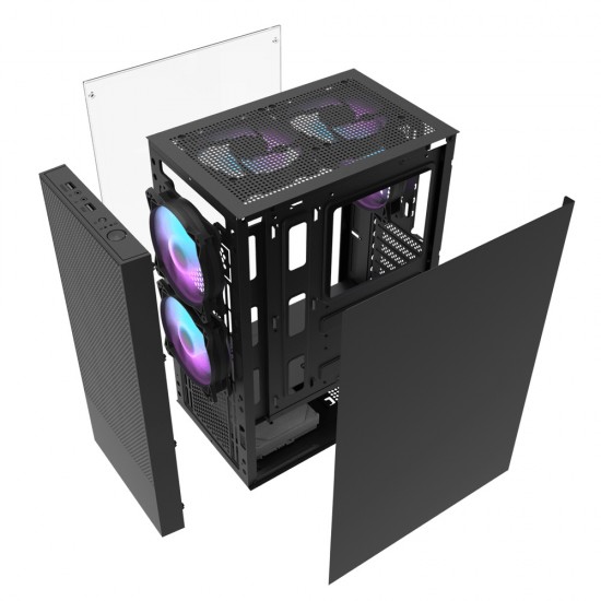DARKFLASH A290 ATX WITH 3 ARGB 120MM FANS 160MM CPU COOLER SUPPORT 260MM GPU CLEARANCE  200MM PSU SPACE, DUAL DUST FILTERS AND STORAGE FOR 1X 3.5" + 1X 2.5" DRIVES COMPUTER CASE - BLACK