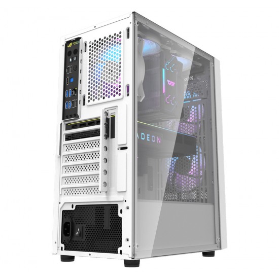 DARKFLASH A290 ATX WITH 3 ARGB 120MM FANS 160MM CPU COOLER SUPPORT 260MM GPU CLEARANCE 200MM PSU SPACE DUAL DUST FILTERS AND STORAGE FOR 1X 3.5" + 1X 2.5" DRIVES COMPUTER CASE - WHITE