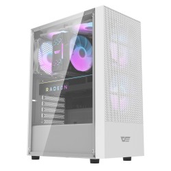DARKFLASH A290 ATX WITH 3 ARGB 120MM FANS 160MM CPU COOLER SUPPORT 260MM GPU CLEARANCE 200MM PSU SPACE DUAL DUST FILTERS AND STORAGE FOR 1X 3.5" + 1X 2.5" DRIVES COMPUTER CASE - WHITE