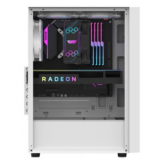 DARKFLASH A290 ATX WITH 3 ARGB 120MM FANS 160MM CPU COOLER SUPPORT 260MM GPU CLEARANCE 200MM PSU SPACE DUAL DUST FILTERS AND STORAGE FOR 1X 3.5" + 1X 2.5" DRIVES COMPUTER CASE - WHITE