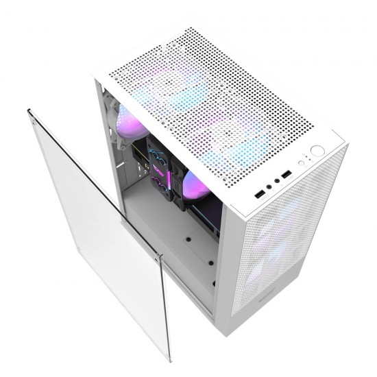 DARKFLASH A290 ATX WITH 3 ARGB 120MM FANS 160MM CPU COOLER SUPPORT 260MM GPU CLEARANCE 200MM PSU SPACE DUAL DUST FILTERS AND STORAGE FOR 1X 3.5" + 1X 2.5" DRIVES COMPUTER CASE - WHITE