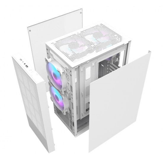 DARKFLASH A290 ATX WITH 3 ARGB 120MM FANS 160MM CPU COOLER SUPPORT 260MM GPU CLEARANCE 200MM PSU SPACE DUAL DUST FILTERS AND STORAGE FOR 1X 3.5" + 1X 2.5" DRIVES COMPUTER CASE - WHITE