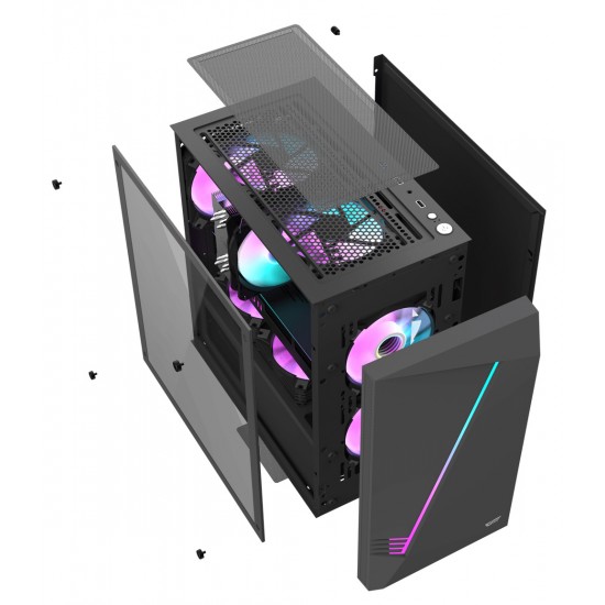 DARKFLASH AL390 MATX/ITX CASE EQUIPPED WITH USB 3.0 TEMPERED GLASS PANELS COMPUTER CABINET GAMING PC CASE - BLACK