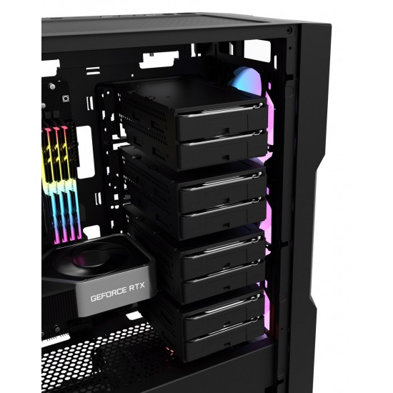 DARKFLASH DK431 ﻿TEMPERED GLASS PANELS E-ATX PC CASE WITH 4 ARGB FANS AND USB 3.0 400MM GPU SUPPORT - BLACK