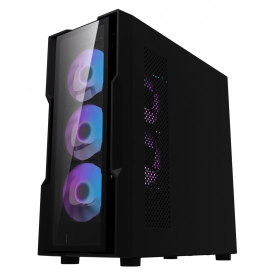 DARKFLASH DK431 ﻿TEMPERED GLASS PANELS E-ATX PC CASE WITH 4 ARGB FANS AND USB 3.0 400MM GPU SUPPORT - BLACK