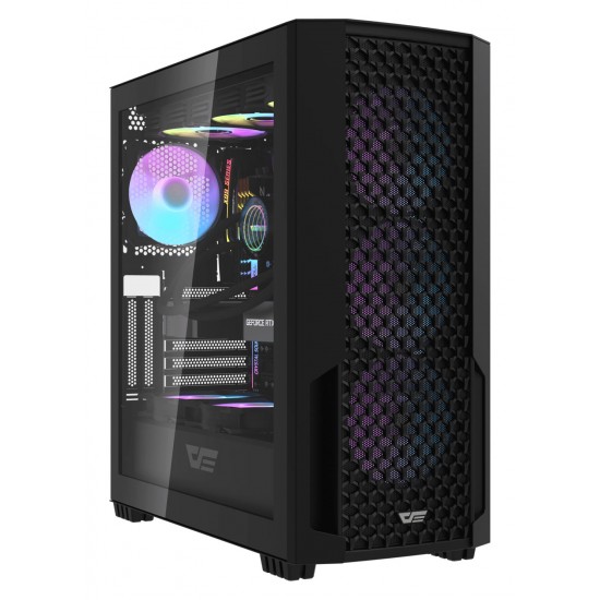 DARKFLASH DF2100 ATX TEMPERED GLASS PC CASE WITH 4 ARGB FANS USB 3.0 SUPPORT 360MM RADIATOR - BLACK