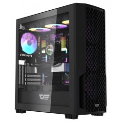 DARKFLASH DF2100 ATX TEMPERED GLASS PC CASE WITH 4 ARGB FANS USB 3.0 SUPPORT 360MM RADIATOR - BLACK