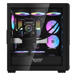 DARKFLASH DF2100 ATX TEMPERED GLASS PC CASE WITH 4 ARGB FANS USB 3.0 SUPPORT 360MM RADIATOR - BLACK