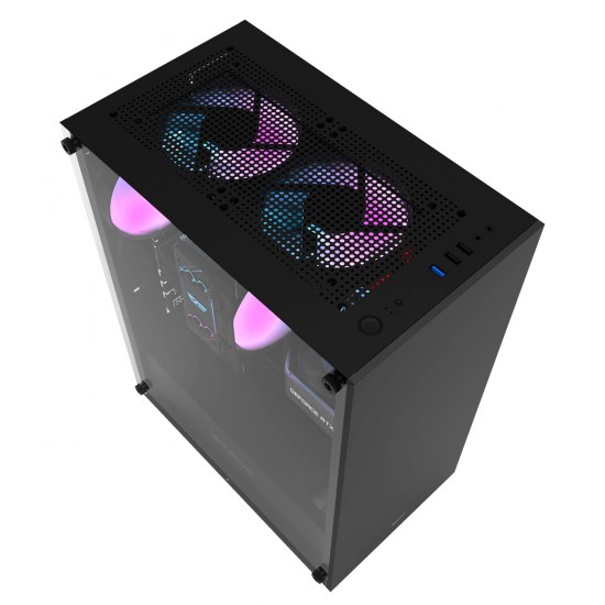 DARKFLASH DK100 M-ATX SINGLE TEMPERED GLASS SIDE PANEL PC CASE USB 3.0 SUPPORTS UP TO 2 MORE ADDITIONAL HARD DRIVES - BLACK
