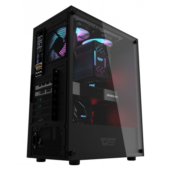 DARKFLASH DK100 M-ATX SINGLE TEMPERED GLASS SIDE PANEL PC CASE USB 3.0 SUPPORTS UP TO 2 MORE ADDITIONAL HARD DRIVES - BLACK