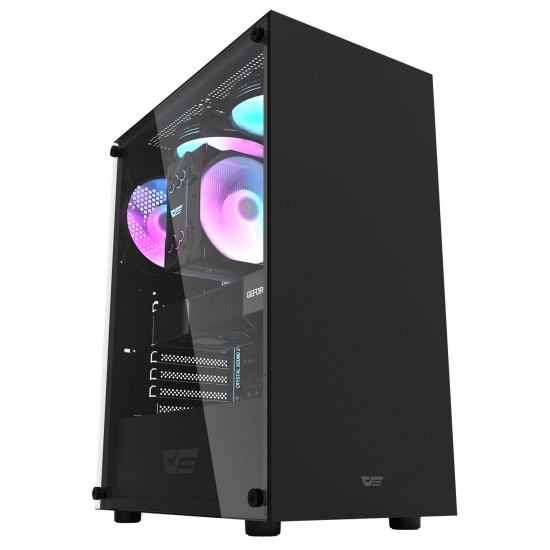 DARKFLASH DK100 M-ATX SINGLE TEMPERED GLASS SIDE PANEL PC CASE USB 3.0 SUPPORTS UP TO 2 MORE ADDITIONAL HARD DRIVES - BLACK
