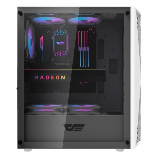 DARKFLASH DK352 ﻿ATX METAL MESH DESIGN FRONT PANEL 4X ARGB FANS CPU COOLER SUPPORT UPTO 160MM PC CASE - WHITE