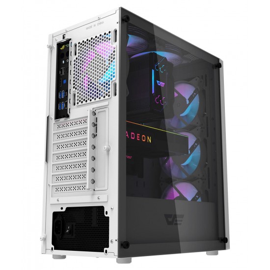 DARKFLASH DK352 ﻿ATX METAL MESH DESIGN FRONT PANEL 4X ARGB FANS CPU COOLER SUPPORT UPTO 160MM PC CASE - WHITE