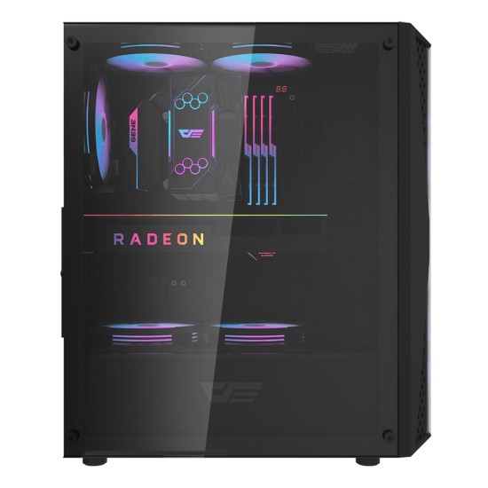 DARKFLASH DK352 PLUS ATX MID-TOWER 4X ARGB PWM FANS DUAL TEMPERED GLASS GAMING CASE – BLACK