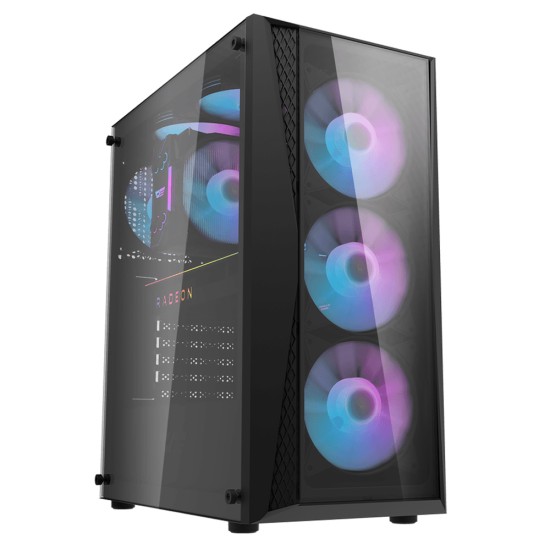 DARKFLASH DK352 PLUS ATX MID-TOWER 4X ARGB PWM FANS DUAL TEMPERED GLASS GAMING CASE – BLACK