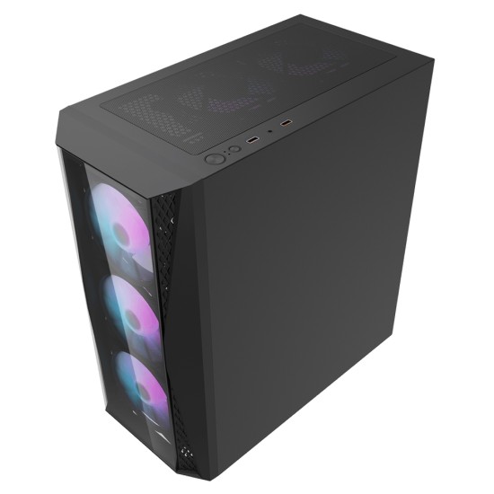 DARKFLASH DK352 PLUS ATX MID-TOWER 4X ARGB PWM FANS DUAL TEMPERED GLASS GAMING CASE – BLACK