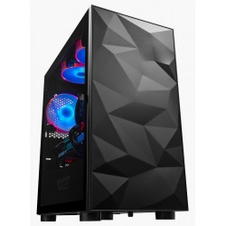 DARKFLASH DLM21 MATX WITH FRACTURED FRONT PANEL DESIGN AND TEMPERED GLASS PC CASE - BLACK