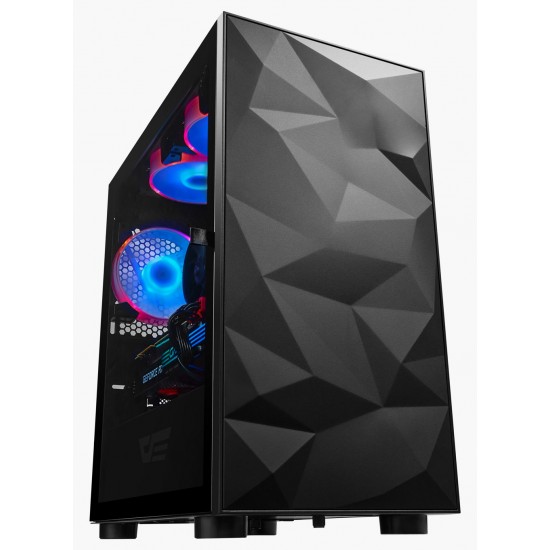 DARKFLASH DLM21 MATX WITH FRACTURED FRONT PANEL DESIGN AND TEMPERED GLASS PC CASE - BLACK