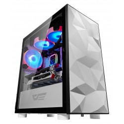 DARKFLASH DLM21 MATX WITH FRACTURED FRONT PANEL DESIGN AND TEMPERED GLASS PC CASE - WHITE 