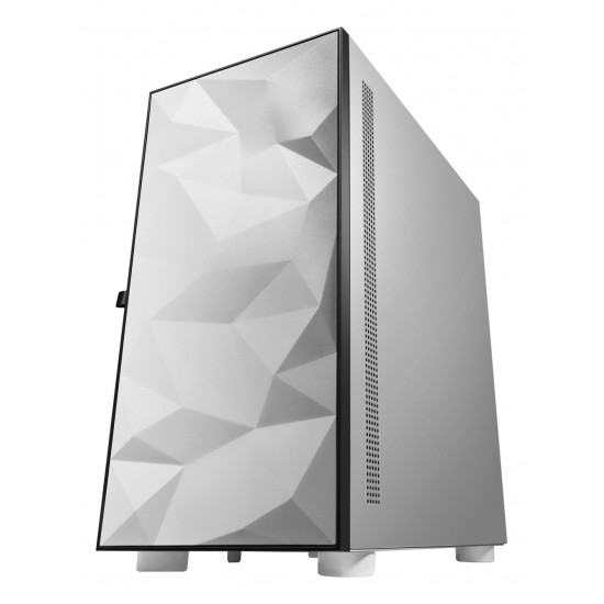 DARKFLASH DLM21 MATX WITH FRACTURED FRONT PANEL DESIGN AND TEMPERED GLASS PC CASE - WHITE 