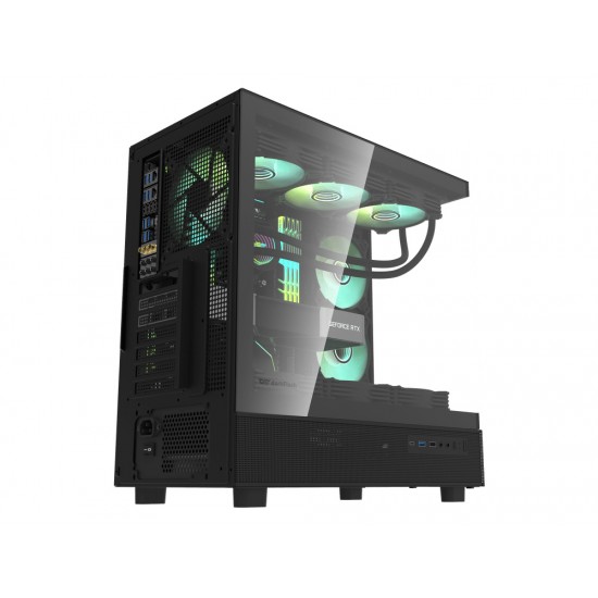 DARKFLASH DPX90 GLASS ATX CASE WITH 3 ARGB FANS PRE-INSTALLED, TEMPERED GLASS SIDE PANEL, SPACIOUS INTERIOR, ATX/MICRO-ATX/MINI-ITX MOTHERBOARD SUPPORT COMPUTER CASE - BLACK