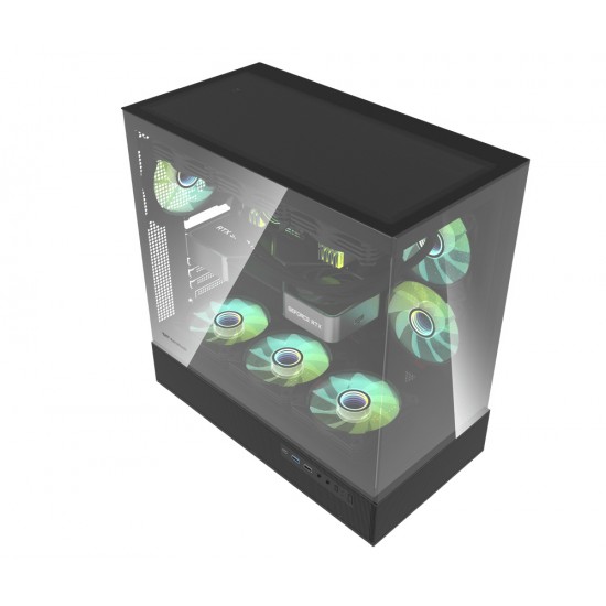 DARKFLASH DPX90 GLASS ATX CASE WITH 3 ARGB FANS PRE-INSTALLED, TEMPERED GLASS SIDE PANEL, SPACIOUS INTERIOR, ATX/MICRO-ATX/MINI-ITX MOTHERBOARD SUPPORT COMPUTER CASE - BLACK