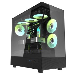 DARKFLASH DPX90 GLASS ATX CASE WITH 3 ARGB FANS PRE-INSTALLED, TEMPERED GLASS SIDE PANEL, SPACIOUS INTERIOR, ATX/MICRO-ATX/MINI-ITX MOTHERBOARD SUPPORT COMPUTER CASE - BLACK