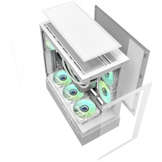 DARKFLASH DPX90 GLASS ATX CASE WITH 3 ARGB FANS PRE-INSTALLED, TEMPERED GLASS SIDE PANEL, SPACIOUS INTERIOR, ATX/MICRO-ATX/MINI-ITX MOTHERBOARD SUPPORT COMPUTER CASE - WHITE