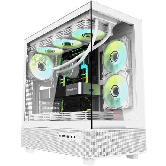 DARKFLASH DPX90 GLASS ATX CASE WITH 3 ARGB FANS PRE-INSTALLED, TEMPERED GLASS SIDE PANEL, SPACIOUS INTERIOR, ATX/MICRO-ATX/MINI-ITX MOTHERBOARD SUPPORT COMPUTER CASE - WHITE
