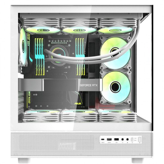 DARKFLASH DPX90 GLASS ATX CASE WITH 3 ARGB FANS PRE-INSTALLED, TEMPERED GLASS SIDE PANEL, SPACIOUS INTERIOR, ATX/MICRO-ATX/MINI-ITX MOTHERBOARD SUPPORT COMPUTER CASE - WHITE