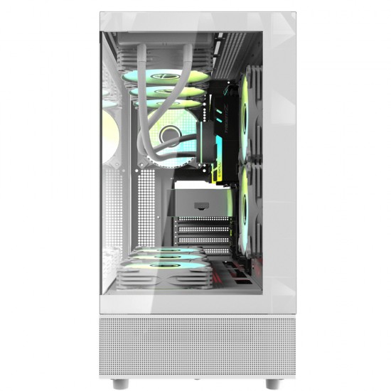 DARKFLASH DPX90 GLASS ATX CASE WITH 3 ARGB FANS PRE-INSTALLED, TEMPERED GLASS SIDE PANEL, SPACIOUS INTERIOR, ATX/MICRO-ATX/MINI-ITX MOTHERBOARD SUPPORT COMPUTER CASE - WHITE