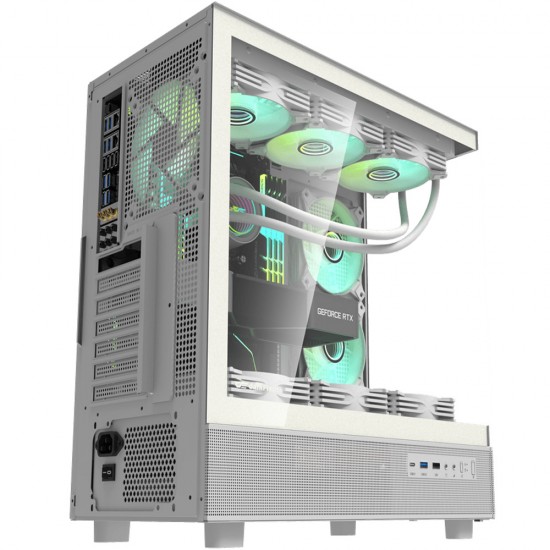DARKFLASH DPX90 GLASS ATX CASE WITH 3 ARGB FANS PRE-INSTALLED, TEMPERED GLASS SIDE PANEL, SPACIOUS INTERIOR, ATX/MICRO-ATX/MINI-ITX MOTHERBOARD SUPPORT COMPUTER CASE - WHITE