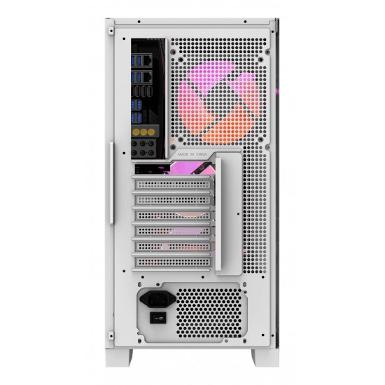 DARKFLASH DRX70 GLASS ATX PC CASE WITH 4 ARGB FANS MAGNETIC FRONT PANEL SUPPORT UP TO 280MM RADIATOR - WHITE