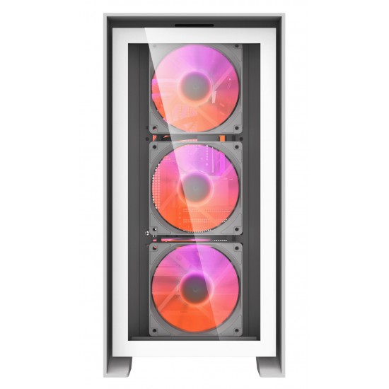 DARKFLASH DRX70 GLASS ATX PC CASE WITH 4 ARGB FANS MAGNETIC FRONT PANEL SUPPORT UP TO 280MM RADIATOR - WHITE