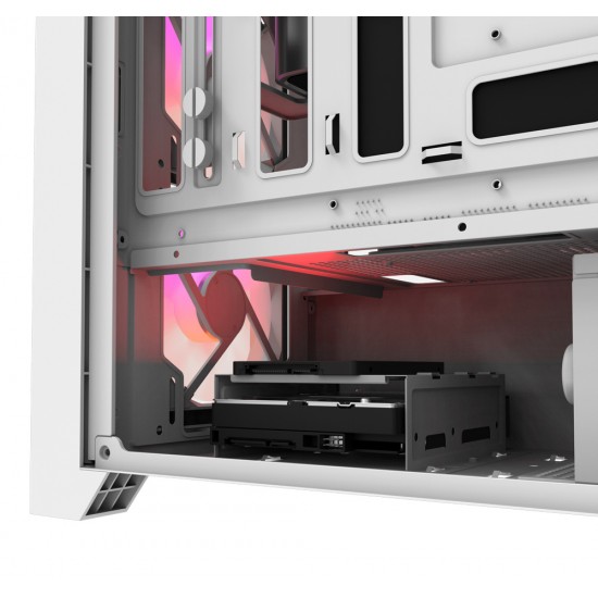DARKFLASH DRX70 GLASS ATX PC CASE WITH 4 ARGB FANS MAGNETIC FRONT PANEL SUPPORT UP TO 280MM RADIATOR - WHITE