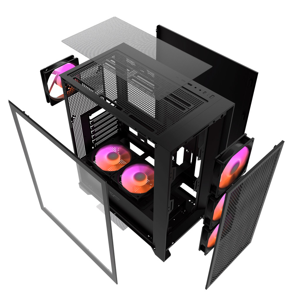 DARKFLASH DRX70 MESH ATX PC CASE WITH 4ARGB FANS MAGNETIC FRONT PANEL ...