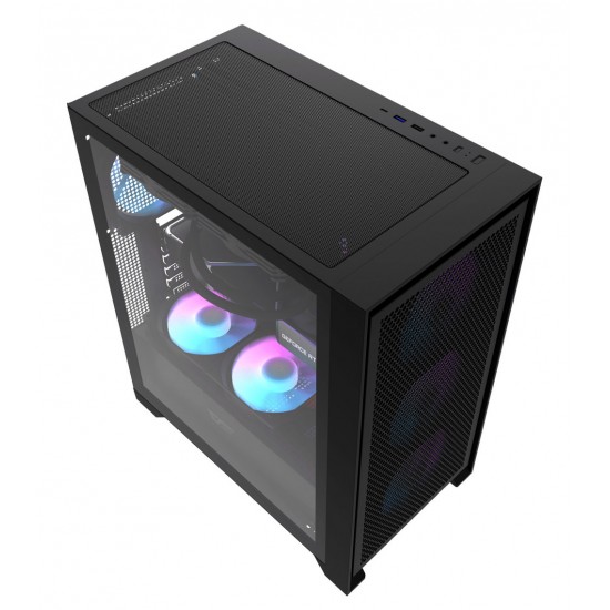 DARKFLASH DRX70 MESH ATX PC CASE WITH 4 ARGB FANS MAGNETIC FRONT PANEL SUPPORT UP TO 280MM RADIATOR - BLACK