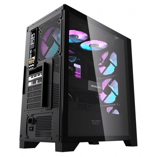 DARKFLASH DRX70 MESH ATX PC CASE WITH 4 ARGB FANS MAGNETIC FRONT PANEL SUPPORT UP TO 280MM RADIATOR - BLACK
