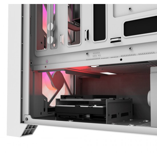 DARKFLASH DRX70 MESH ATX PC CASE WITH 4 ARGB FANS MAGNETIC FRONT PANEL SUPPORT UP TO 280MM RADIATOR - WHITE