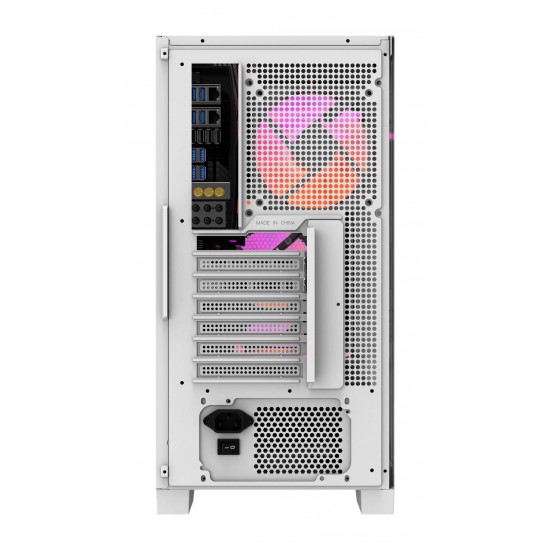 DARKFLASH DRX70 MESH ATX PC CASE WITH 4 ARGB FANS MAGNETIC FRONT PANEL SUPPORT UP TO 280MM RADIATOR - WHITE
