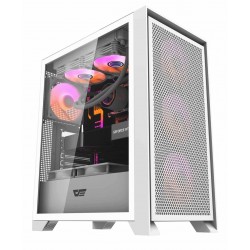 DARKFLASH DRX70 MESH ATX PC CASE WITH 4 ARGB FANS MAGNETIC FRONT PANEL SUPPORT UP TO 280MM RADIATOR - WHITE