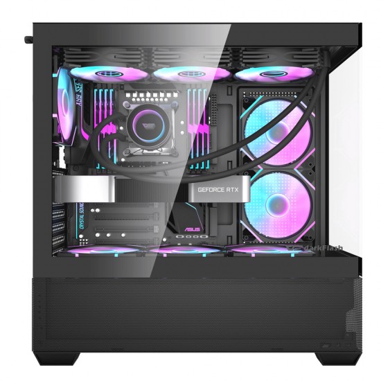 DARKFLASH DS900 AIR ATX TEMPERED GLASS PANELS WITH 7 ARGB FANS FULL COVERAGE DUST PROOF 0.5 SPCC PC CASE  - BLACK