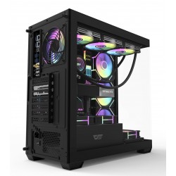 DARKFLASH DS900 ATX TEMPERED GLASS PANELS WITH 6 ARGB FANS PRE INSTALLED 0.5 SPCC GAMING PC CASE - BLACK