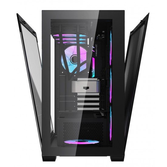 DARKFLASH DLX4000 TEMPERED GLASS PC CASE WITH 4 ARGB FANS USB TYPE-C SUPPORT TWO 360MM RADIATOR - BLACK