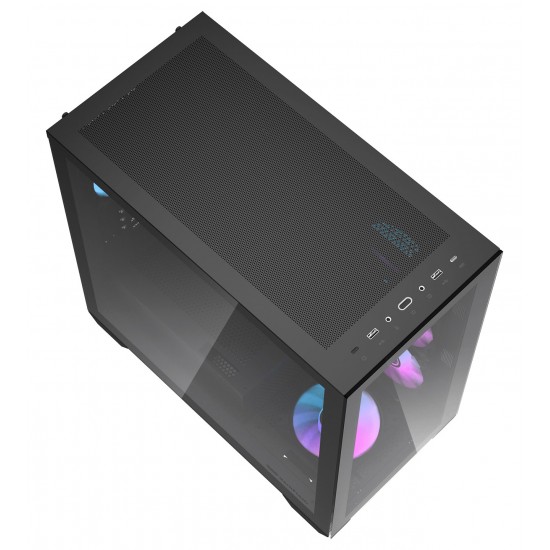 DARKFLASH DLX4000 TEMPERED GLASS PC CASE WITH 4 ARGB FANS USB TYPE-C SUPPORT TWO 360MM RADIATOR - BLACK