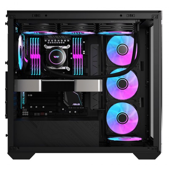 DARKFLASH DLX4000 TEMPERED GLASS PC CASE WITH 4 ARGB FANS USB TYPE-C SUPPORT TWO 360MM RADIATOR - BLACK