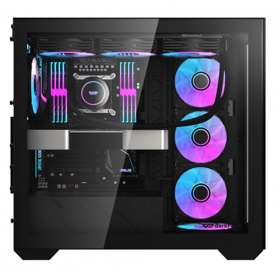 DARKFLASH DLX4000 TEMPERED GLASS PC CASE WITH 4 ARGB FANS USB TYPE-C SUPPORT TWO 360MM RADIATOR - BLACK
